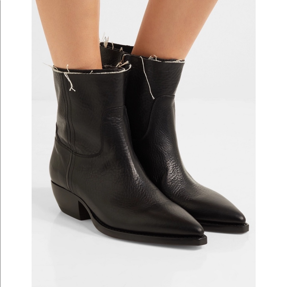 Saint Laurent Theo Frayed Western Ankle Boots